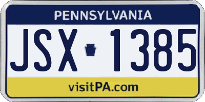 PA license plate JSX1385