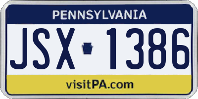 PA license plate JSX1386