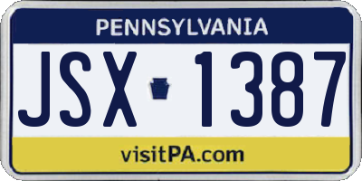 PA license plate JSX1387