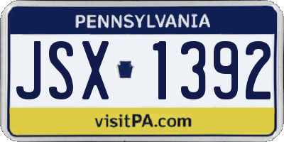 PA license plate JSX1392
