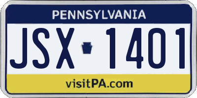 PA license plate JSX1401
