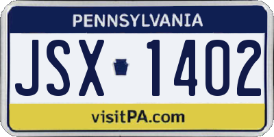 PA license plate JSX1402
