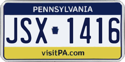 PA license plate JSX1416