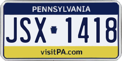 PA license plate JSX1418