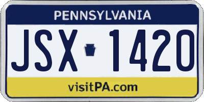 PA license plate JSX1420