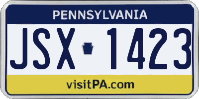 PA license plate JSX1423
