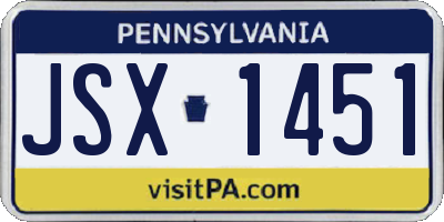 PA license plate JSX1451