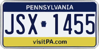 PA license plate JSX1455