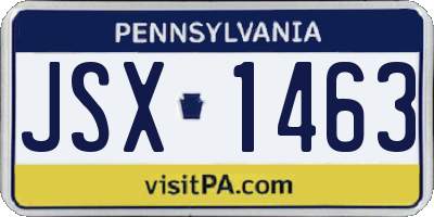 PA license plate JSX1463