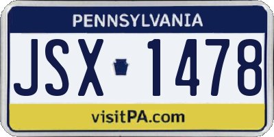 PA license plate JSX1478