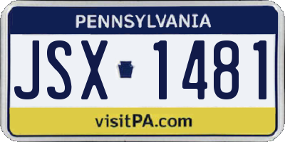 PA license plate JSX1481
