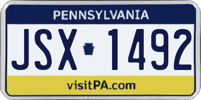PA license plate JSX1492