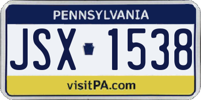 PA license plate JSX1538