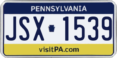 PA license plate JSX1539