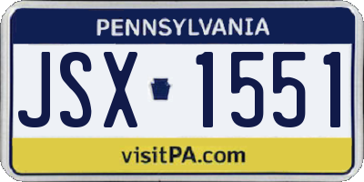 PA license plate JSX1551