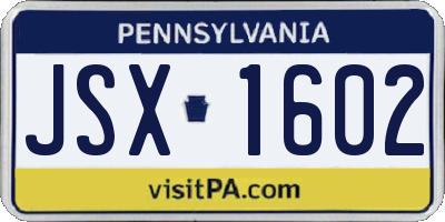PA license plate JSX1602