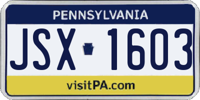 PA license plate JSX1603
