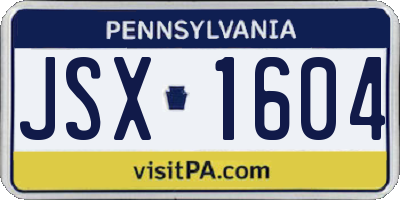 PA license plate JSX1604