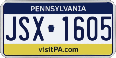 PA license plate JSX1605
