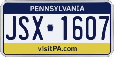 PA license plate JSX1607