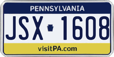 PA license plate JSX1608