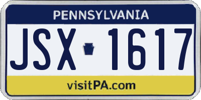 PA license plate JSX1617