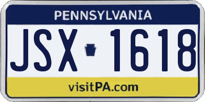 PA license plate JSX1618