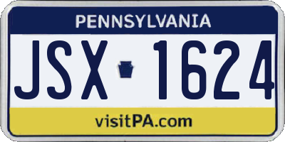 PA license plate JSX1624