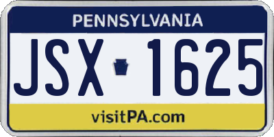 PA license plate JSX1625