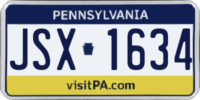 PA license plate JSX1634