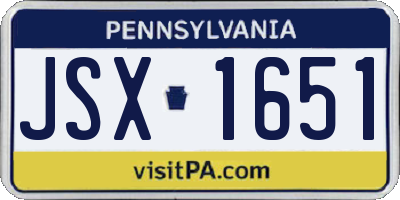 PA license plate JSX1651