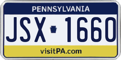 PA license plate JSX1660