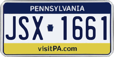 PA license plate JSX1661