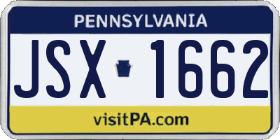 PA license plate JSX1662