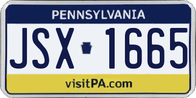 PA license plate JSX1665