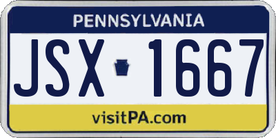 PA license plate JSX1667