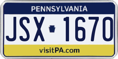 PA license plate JSX1670