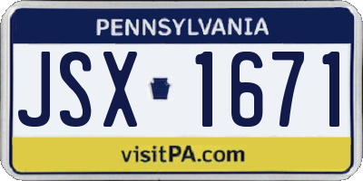 PA license plate JSX1671