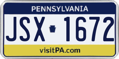 PA license plate JSX1672