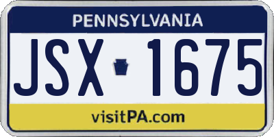 PA license plate JSX1675