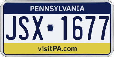 PA license plate JSX1677