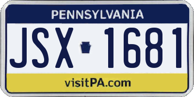 PA license plate JSX1681