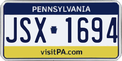 PA license plate JSX1694