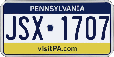 PA license plate JSX1707