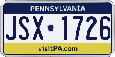 PA license plate JSX1726