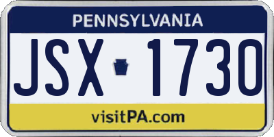 PA license plate JSX1730