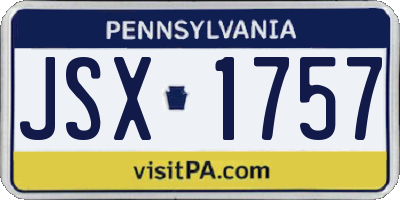 PA license plate JSX1757
