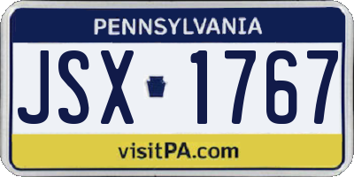 PA license plate JSX1767