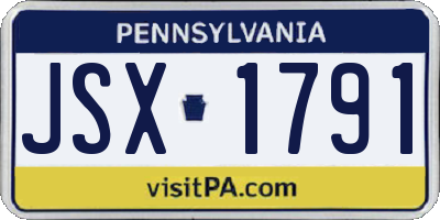 PA license plate JSX1791