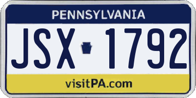 PA license plate JSX1792